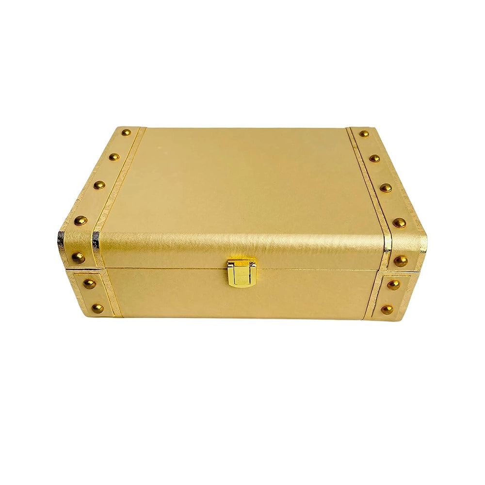 Golden Leatherette MDF Hamper Box-1